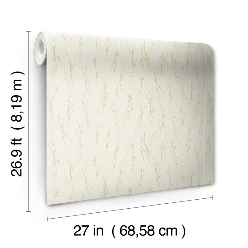 Abstract Metallic Wallpaper Roll, Cream/Gold