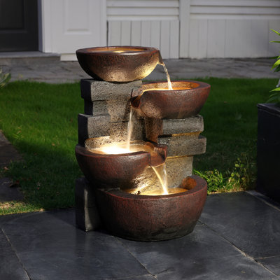 Burnet Weather Resistant Cascade Fountain with Lights
