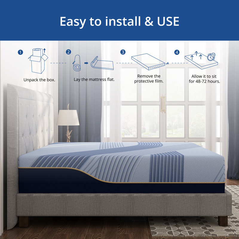 Matelas hybride mi-ferme 12 po Egohome Tenzura, Grand lit, 12"