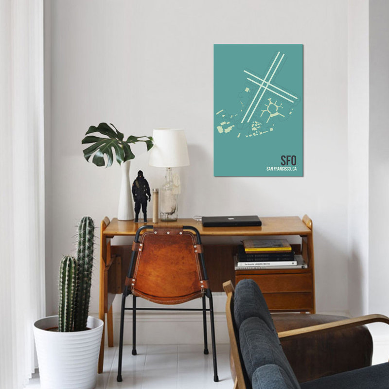 "san francisco" , impression sur toile, "aéroport diagram series", H 12 po x l 8 po x P 0,75 po, Pas de tapis, Toile tendue