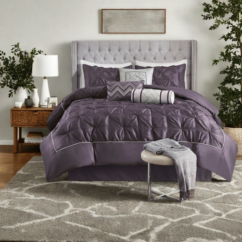 Ensembles de literie pièce prune touffetée en polyester confort moderne pour la maison