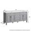 Meuble-lavabo sur pied en bois massif, 183 cm (L) x 89 cm (H), avec comptoir en quartz blanc de Carrare et double lavabo, gris titane-1500794683-1536459238
