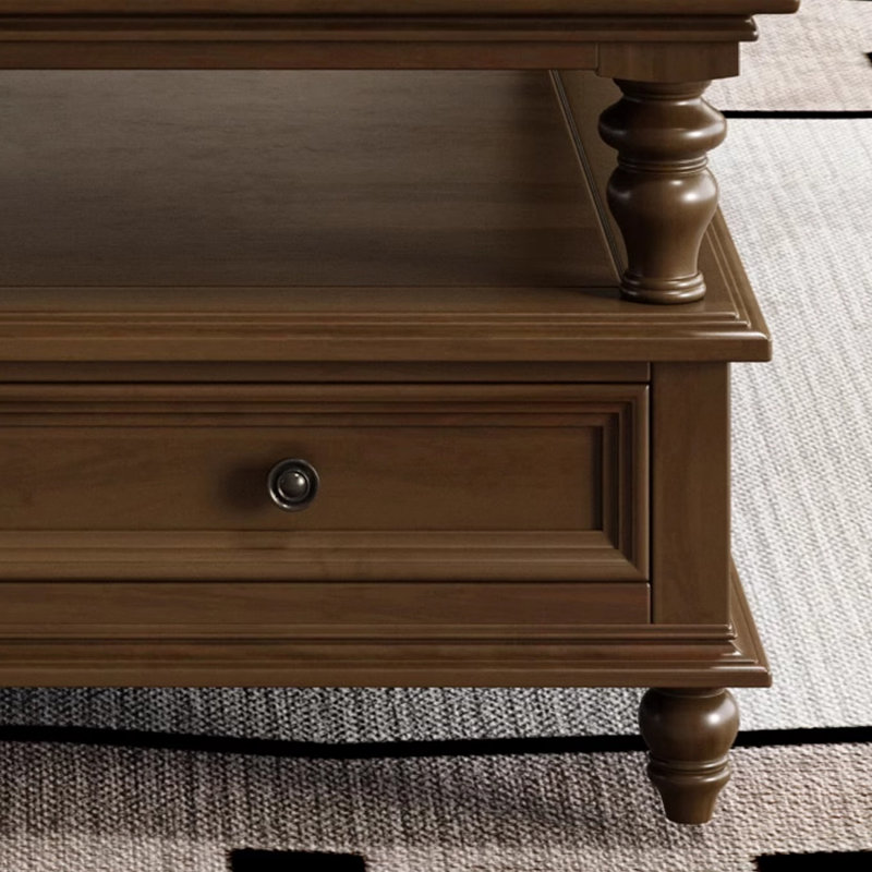 Table basse de style américain, H 20,47 po x l 47,24 po x P 47,24 po, Tanné