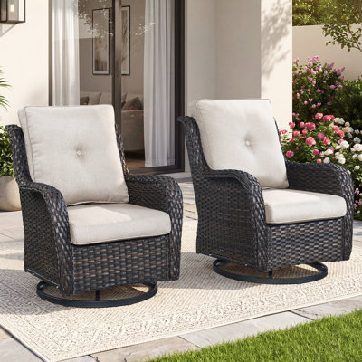 Carolina Outdoor Wicker Swivel Glide Chair with Cushions