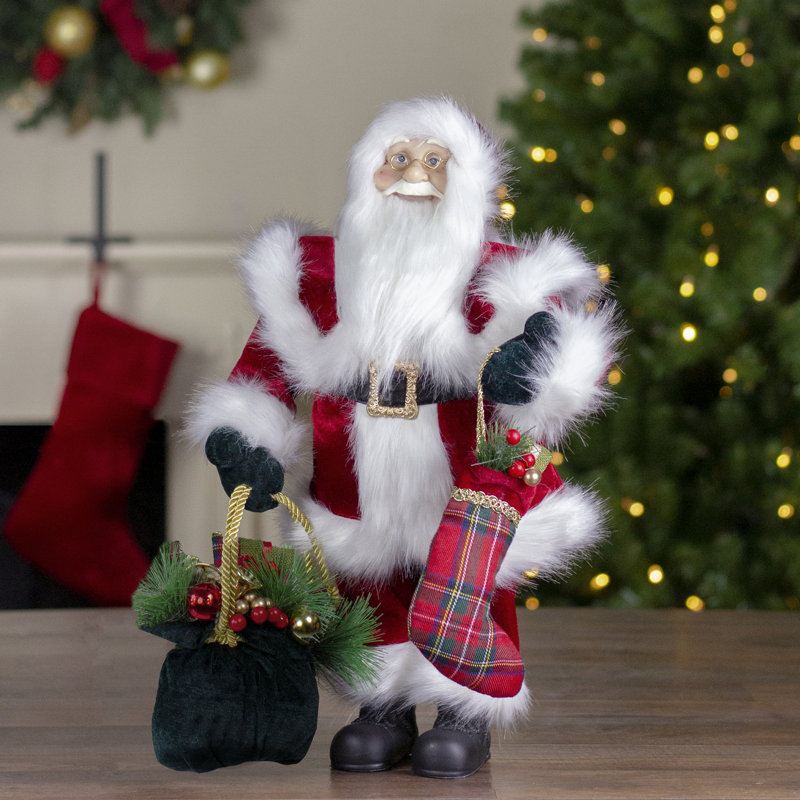 18" Red and White Santa Figurine with Presents