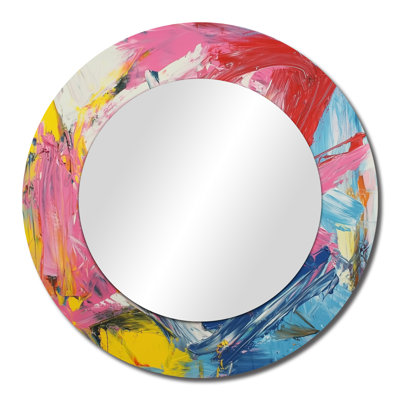 Pink Red Abstract Paint Fight I - Modern Mirror Wall Art - Printed On Metal