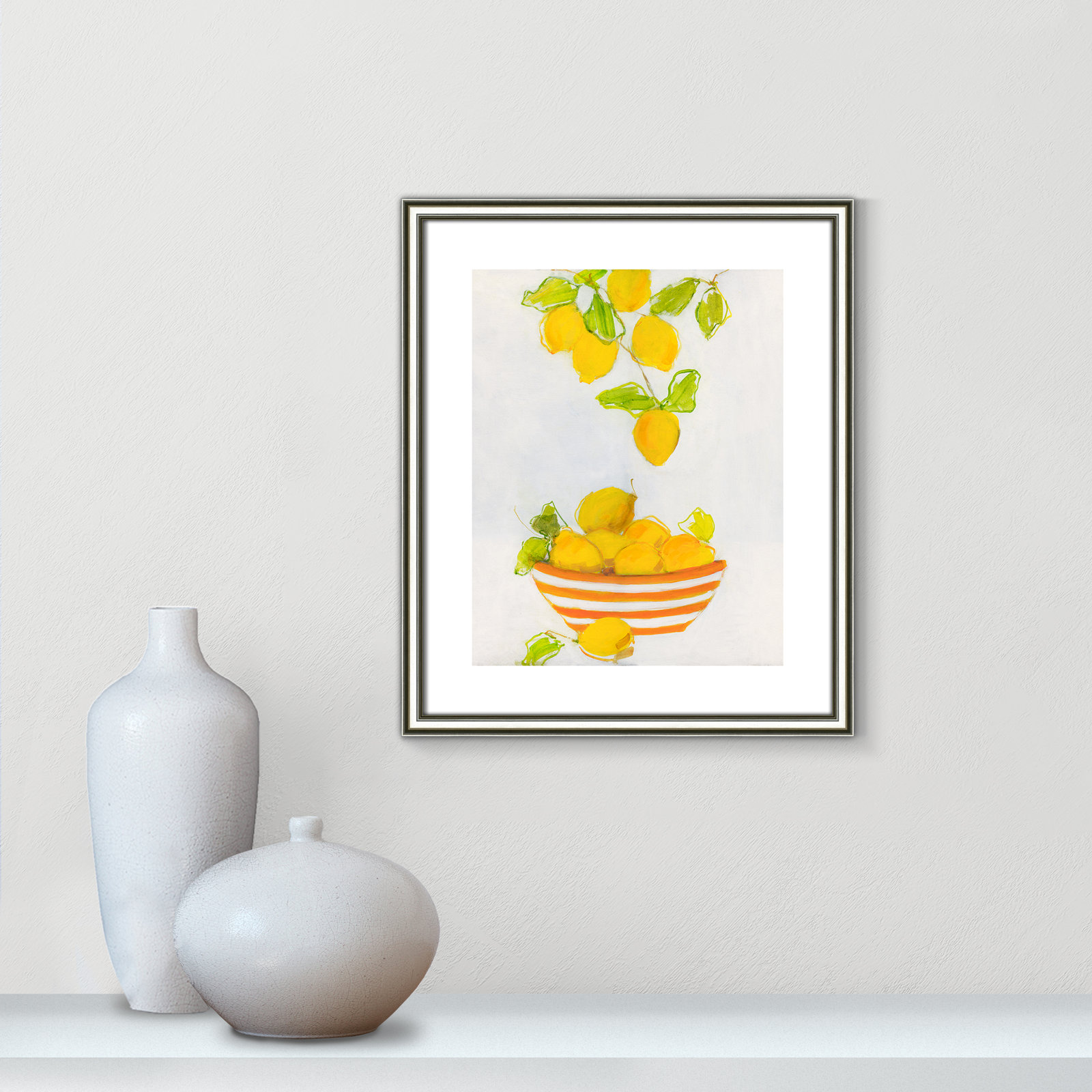 Darcy "Lemonlicious" Painting by Sally Swatland, 19" H x 16" W x 0.88" D, Silver Framed Paper