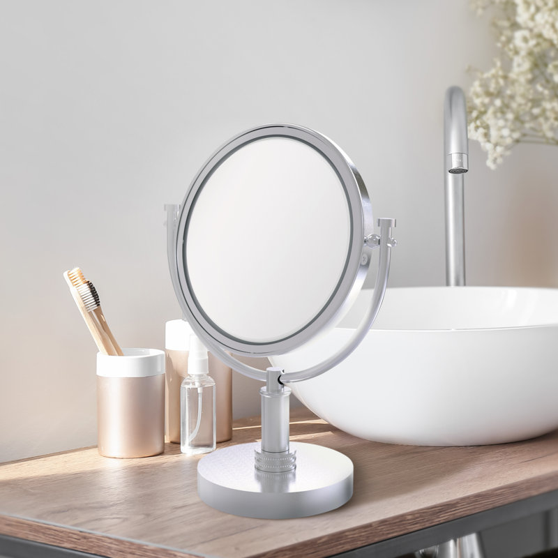 Dolder Metal Mirror, Satin Chrome, 2x
