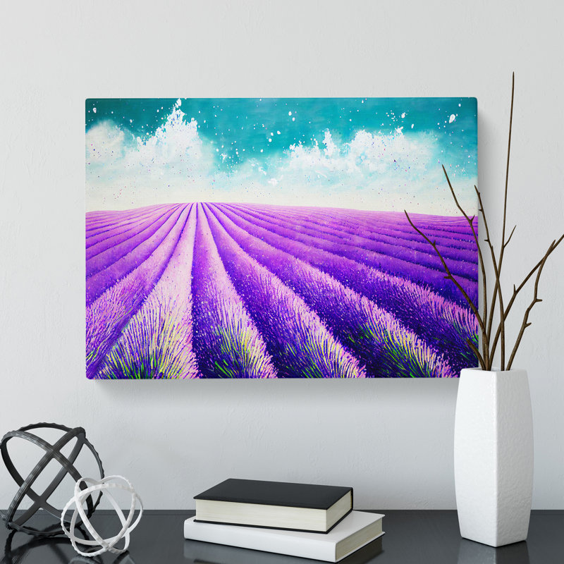 Bedazzled Lavender Flower Field - Wrapped Canvas, 40cm H x 60cm W x 3cm D