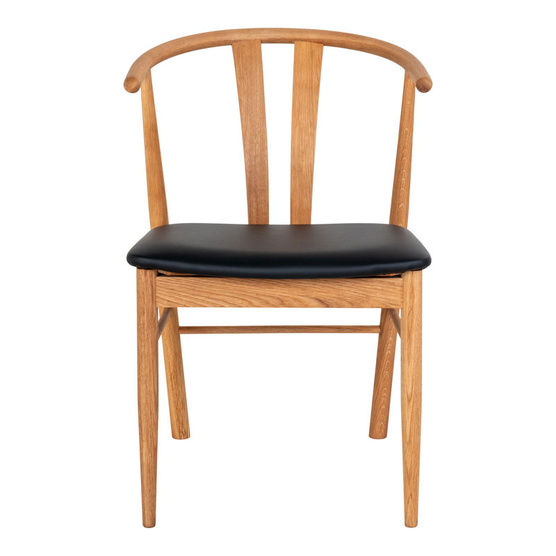 Elmhur 42.6cm H Polyester Upholstered Parsons Chair in Natural / Black