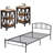 Twin Metal Bed with 2 Brown Nightstands – 3 Piece Modern Bedroom Set-157221608-157221602