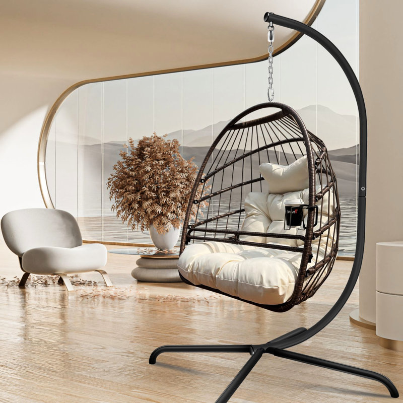 Chaise suspendue avec support pour l'intérieur - Coussin et coussin confortables, aspect moderne, gros œuvre