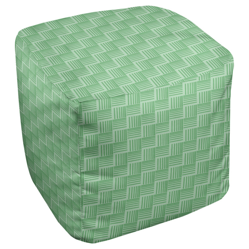 Repose-pieds cubique à rayures classic basketweave, Vert