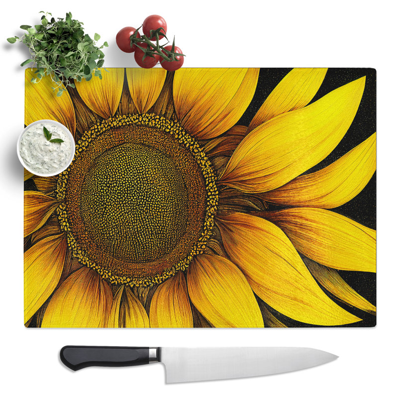 Endearing Sunflower  Glass Chopping Board