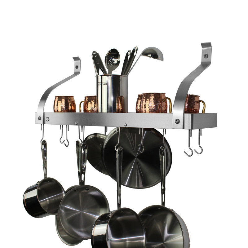 Handcrafted Gourmet Stainless Steel Wall Mounted Pot Rack, 36"