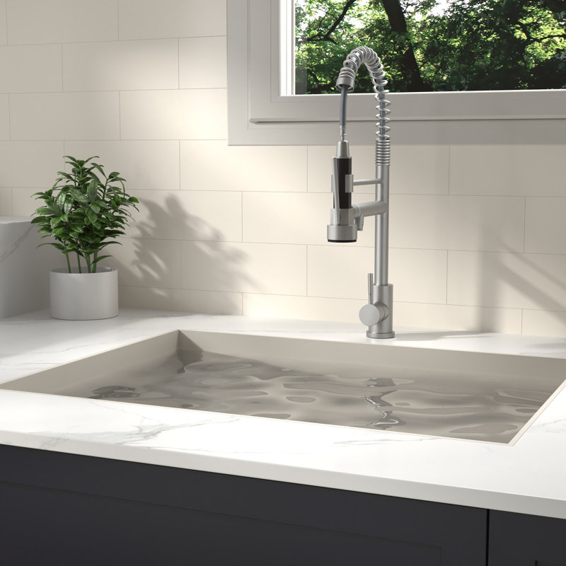 Bothwa Home CUPC Certified 19" Single Handle Kitchen Faucet ( Brushed Nickel Finish), Brushed Nicke