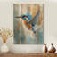 Martin-pêcheur bleu et orange près de la rivière - Décoration murale en bois d'oiseau - sur bois de pin naturel-1560375891