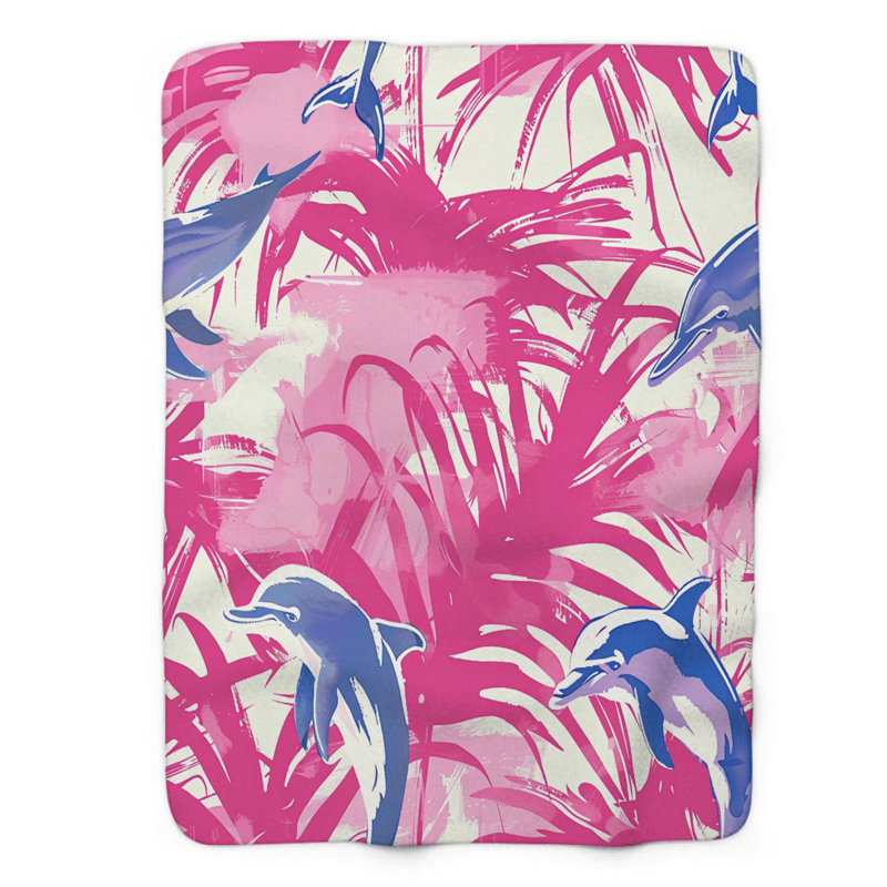Watercolor Dolphins - couverture sherpa de qualité supérieure 1 pièce, L 50 po x L 60 po