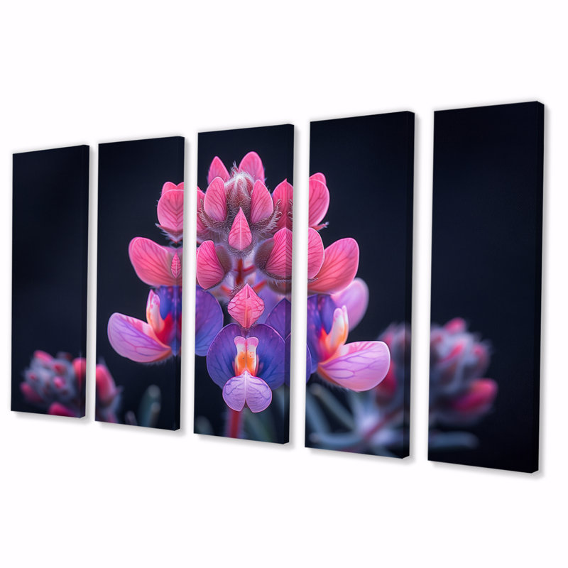 Ensemble de toiles roses et noires au clair de lune, H 32 po x l 80 po