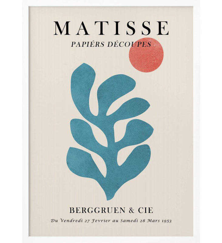"Matisse floral", art mural texturé encadré, Blanc, H 14 po x l 10 po