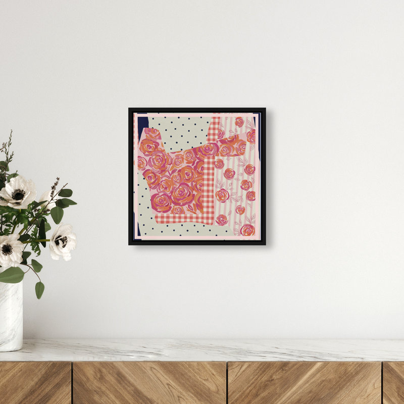 Patchwork Glam II Print by Oliver Gal, 13"H x 13"W, Black Floater Frame