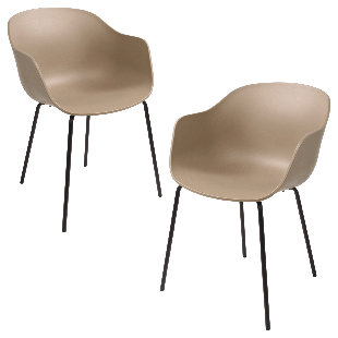 Curve-K ML Indoor/Outdoor Dining Armchairs Arm Chairs w/ Glass Fiber-Reinforced Polypropylene Shell & Black Powder-Coated Steel Legs (Set of 2) (Set of 2)