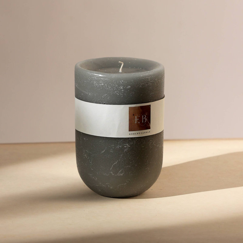 Grey Goblet Candle | 4"x6" Decorative Wax Accent Piece