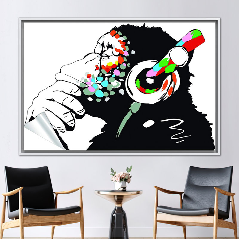 Print on Canvas, White, Framed Print without Mat, 80 cm H x 110 cm W