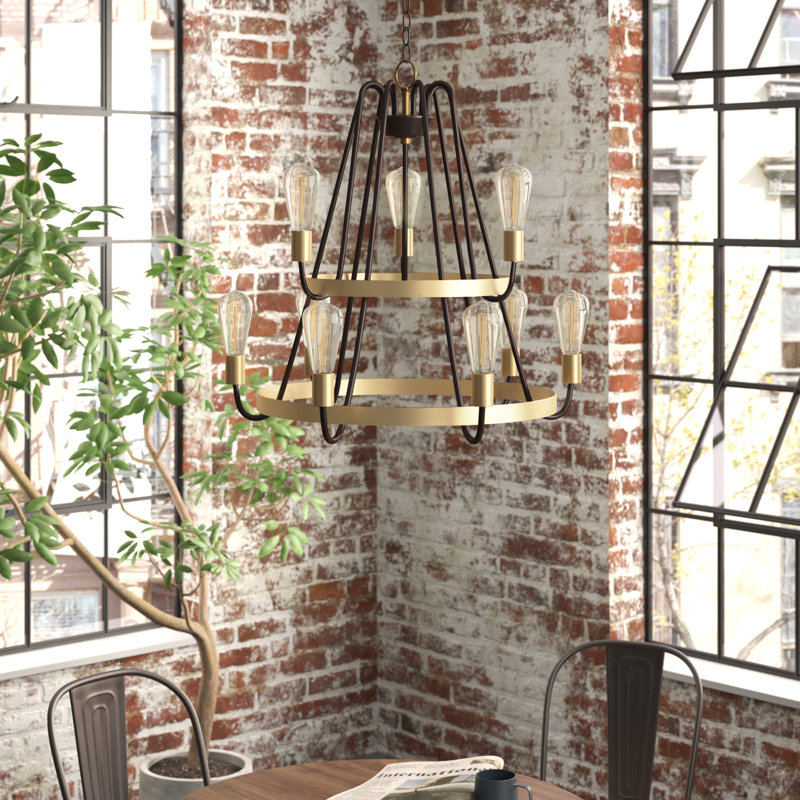 Alixe 9 - Light Dimmable Tiered Chandelier, Oil Rubbed Bronze/Antique Brass