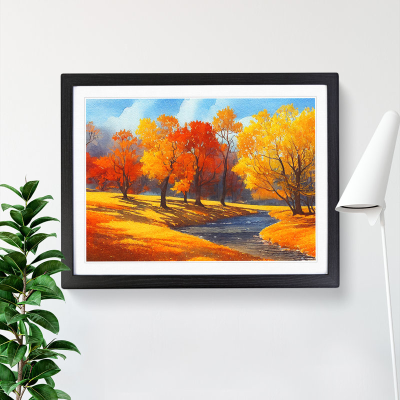 Autumn Forest In Watercolour Vol.4 - Single Picture Frame Print, Black Framed, 25cm H x 34cm W x 2cm D