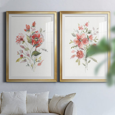 Lin corail botanique I - ensemble de 2 reproductions d'art