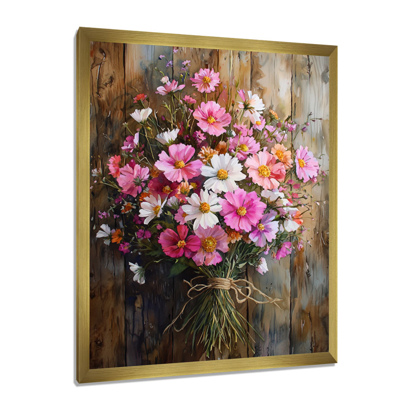 Wiley - Floral Canvas Art Print, H 44 po x l 34 po, Doré, Picture Framed