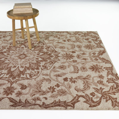 Tapis Charlier Rust/Beige à médaillon traditionnel