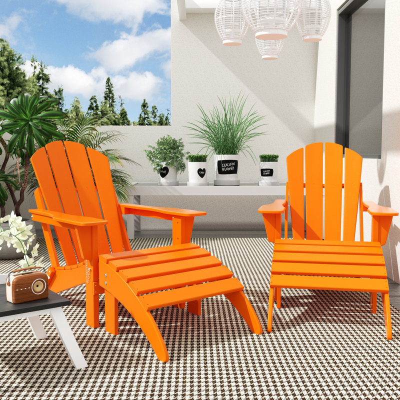 Shawnna Foldable Outdoor Adirondack Chair, Orange