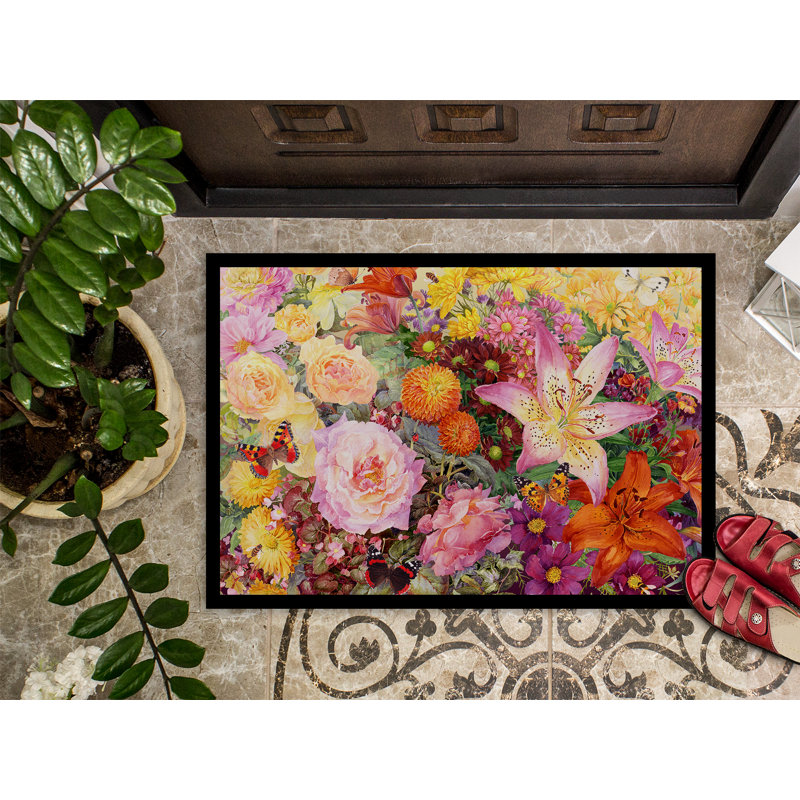 Verdigre Non-Slip Floral Doormat, Rectangle 2' x 3'