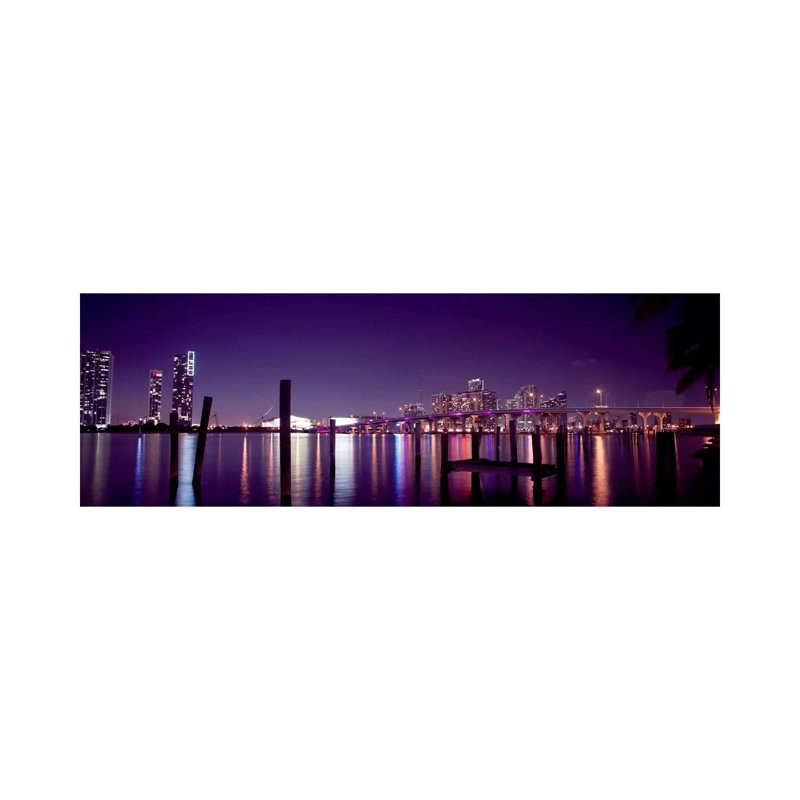 Miami Skyline Cityscape - Wrapped Canvas Panoramic Print, 30.48 cm H x 91.44 cm W x 1.91 cm D