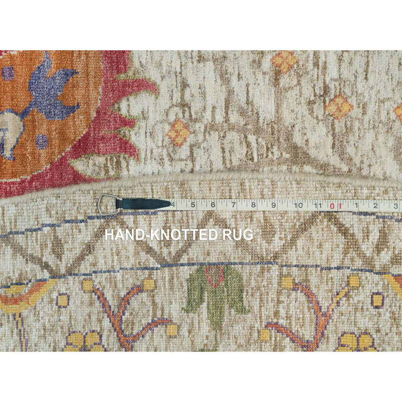 Tapis oriental oriental rond noué à la main en laine et en soie 12 pi x 12 pi 408CCE91C0724062BDCE5A4B808239B5