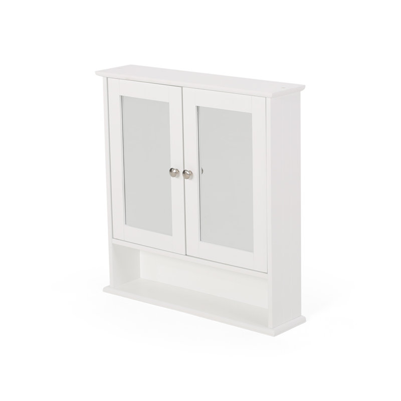  Armoire à pharmacie murale avec miroir, tablettes réglables et design moderne, blanc