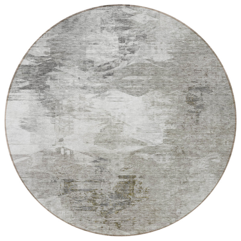 Tapis extérieur rond lavable beige 8 po beige et gris abstrait