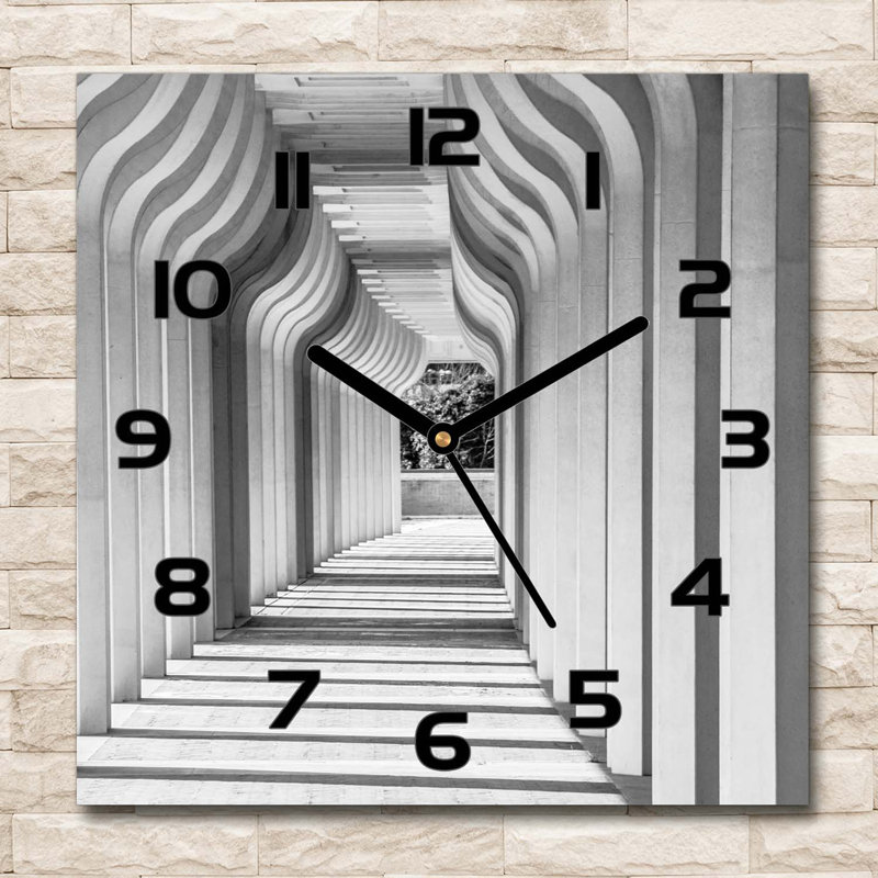 Heida Glass Wall Clock, Black/Grey