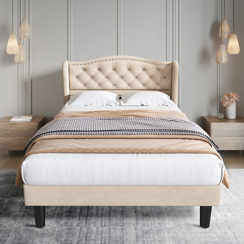 Tamber Upholstered Bed, European Single (90 x 200cm)