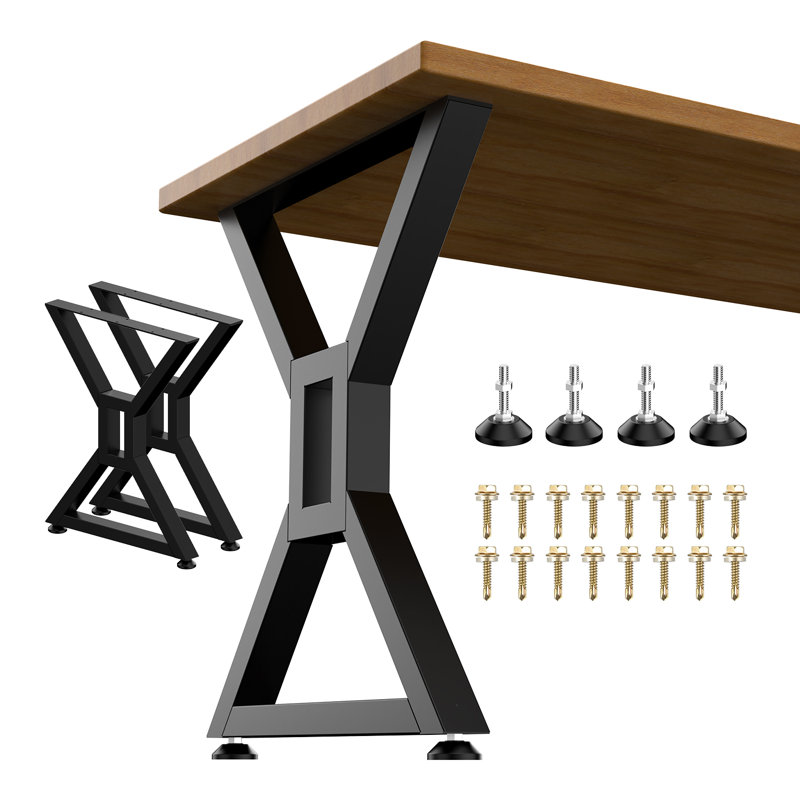 28 in. Heavy Duty Metal Table Legs, Hourglass Style with Adjustable Leveling Feet, 500 lbs, 2 Pack, Hourglass