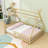 House Bed With LED Light,  Guardrails And Removable Roof-426283089-426283091
