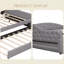 Full XL Upholstered Daybed with LED Light Strip and Pull-Out Trundle, Linen Platform Frame with Backrest-728717947