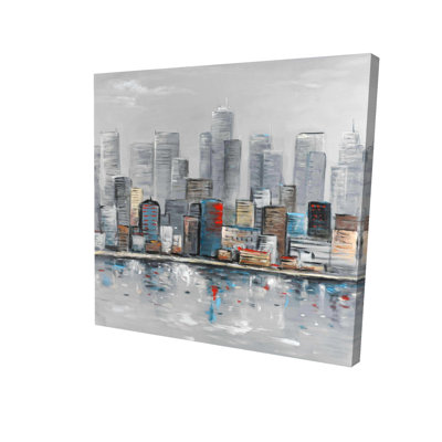 Abstract City Skyline Canvas | Contemporary Bedroom Decor