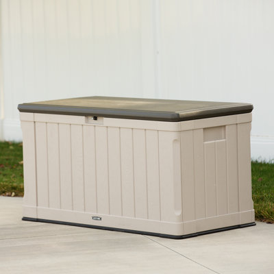 Lifetime Harmony 128cm W 440L Water Resistant Plastic Lockable Deck Box in Sand