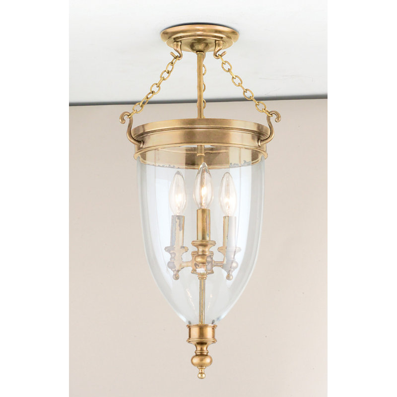 Hanover 3 - Light Semi Flush Mount, Aged Brass, 21.5"H x 12"W