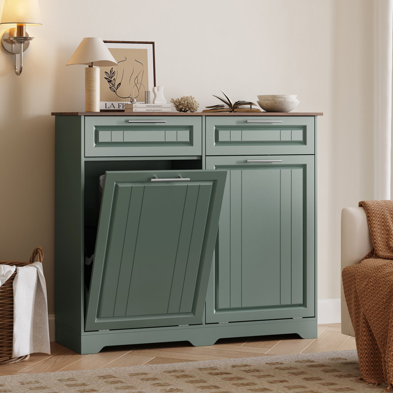 20-Gal Tilt-Out Trash Cabinet with Deodorizing Feature, 20 Gallons, Green