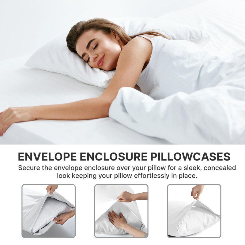 Brown Hypoallergenic Embroidered Microfiber Queen Pillowcase Set