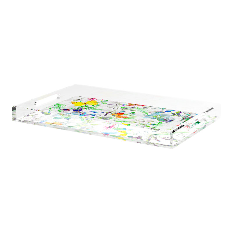 Garden Fantasia Acrylic Rectangle Decorative Tray, 22"W x 14.5"D x 2”H